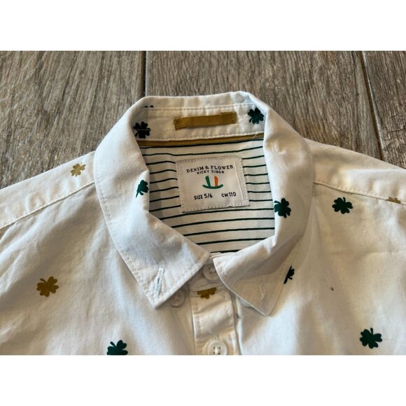 Denim & Flower Luck of the Irish Shirt Notre Dame boys 5 6 Clover Lucky - Picture 2 of 7